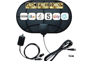 MERRYAN 4K HD TV Aerial with Signal Booster - Digital HDTV Indoor Antenna for Local Channels - 360° Long Reception Support for All TV Types