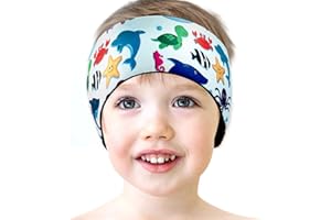 CIOMILIARO Banda de Natación,Cinta para la cabeza de natación,Banda para Cabeza de Natación de Neopreno,Cinta de natación diseñada,Diadema de Natación para Niños Bebés(Azul-S)