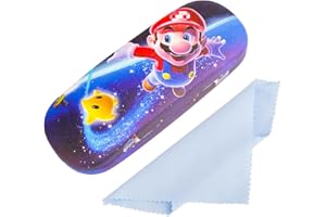 Dekewe Anime Cartoon Eyeglasses Case, Cute Hard Shell Eyeglasses Cases Kids Glasses Case, PU Leather Eyeglass Case With 2Pcs Glasses Cloth for Boys Girls Teen