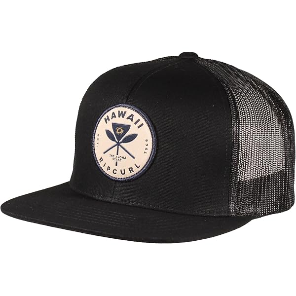 Rip Curl Herren Trucker Cap Snapback – Flexfit 110, Schwarz, Gesticktes Logo, Mit Netzrücken & Verstellbarem Verschluss