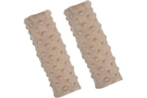 Balbina Pack of 2 Car Seat Belt Pads, Shoulder Pads, Adult Children, Baby Seat Can be Used as Protector for Prams, Backpacks, Minky Fabric, Universal, 7 x 21 cm, Beige