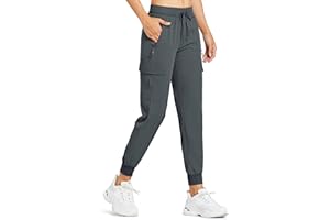 Comallan Pantalones Trekking Mujer Cargo Jogger Ligeros Secado Rápido Senderismo Impermeables Pantalón de Verano Jogging Exteriores al Aire Libre