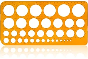 WINKIO Kreisschablone zum Zeichnen, Quilling Schablone Transparent Orange Digitale Messschablonen Lineale für Büro und Schule Bau Schalung Zeichnungen Vorlagen (Kleine Kreise)