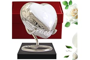 SOLACE FOREVER Weiße Herz-Andenkenurne – Mini-Urne für Asche mit Ständer und Box – Urne für Bestattungsasche
