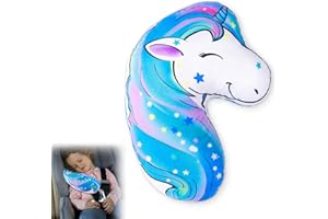 MHJY Gurtpolster Auto Kinder Gurtschutz Einhorn Schlafkissen Gurtkissen Autogurt Polster Schulterpolster Sicherheitsgurt Kissen Nackenstütze Kopfstütze Pad für Reisen Mädchen Jungen