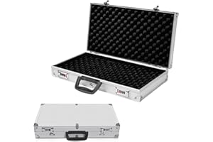 ‎GYMAX GYMAX Abschließbarer Waffenkoffer mit Schaumstoff, Pistolenkoffer aus Aluminium & ABS, Gewehrkoffer Kurzwaffenkoffer mit Zahlenschloss, für Pistolen, 47 x 25 x 8,3 cm, Silber