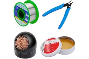 Gruiqrd Lötflussmittelpaste, Bleifreier Lötdraht, Lötkolbenspitzenreiniger, Micro-Shear-Drahtschneiderzange, 4-teiliges Lötwerkzeugset, Lötkolben Hilfszubehör DIY Kit