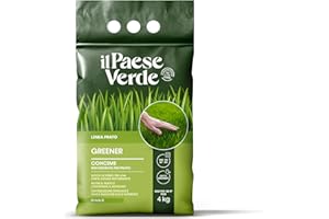 Il Paese Verde - Greener Rinverdente Per Prato 4kg 100mq - Concime per Prato Rinverdente Ricco di Ferro – Nutrimento di Qualità per un Prato Perfetto