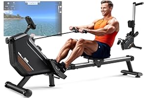 MettleMatic Máquina de remo para el hogar, máquina de remo con 16 niveles de resistencia magnética, hasta 300 Newton, remo Bluetooth, 150 kg de capacidad de carga, 2 años de garantía