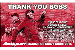 GIFTS 4 ALL New Giant Jurgen Klopp & Liverpool Flag, Farewell Jurgen Klopp Manager Banner, Giant Jürgen Klopp Champion Flag