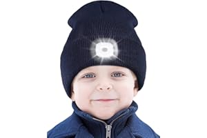 Deilin Mütze mit Led Licht Kinder, USB Wiederaufladbare Strickmütze mit 4 LED Licht Unisex Winter Wärmer Beleuchtete Mütze mit Taschenlampe Weihnachten Festival Geschenke für Jungen und Mädchen