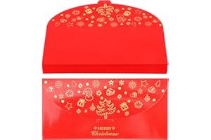 GOSKNOR 20uds Sobres para Dinero para Navidad, Sobres para Dinero para Navidad con Diseño Bronceado y Hueco Sobres para Regalo para Las Vacaciones de Año Nuevo de Navidad (Rojo)
