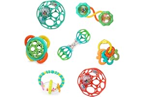 Bright Starts Soothers & Shakers 7 st presentset – BPA-fria babyskallror, bitringar och barnvagnsleksaker, unisex, nyfödda +