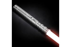 GFACHNT Sable de luz RGB 7 colores metal Hilt láser con modos de sonido Dueling FX espada de luz para niños adultos regalo (63 cm, plateado)