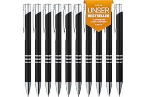 ‎GIMEI GIMEI® Metall Kugelschreiber 10 Stück | Premium Set Hochwertig für Einfaches & Weiches Schreiben | Blauschreibender Kulli Schwarz als Optischer Hingucker