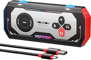VENTION 7.1 Gaming DAC Scheda Audio USB Esterna, Suono Surround Virtuale 7.1, 24bit/192KHz, Sistema di Luce RGB, Amplificatore Audio Gaming Compatibile con PS5, PS4, Xbox One, Nintendo Switch, PC