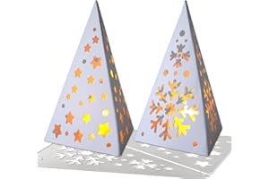 BOFUNX 2 Stücke Stanzschablonen Weihnachten Laterne Stanzform Windlicht Stanzschablonen Prägeschablonen Schneeflocken Sterne Lampenschirm Stanzen Cutting Dies für Weihnachten Handwerk Geschenk