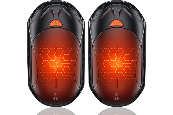 OUTJUT Chauffe Main Rechargeables 2 en 1, 6000mAh Chaufferette Main Reutilisable USB 2PCS, Sûr et Fiable, Chauffe-Mains 3 Modes de Chauffage pour Camping, Sports de Plein Air en Hiver Cadeau de Noël