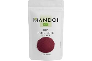 ‎MANDOI Mandoi BIO Rote Beete Pulver, 100g. Als Gewürz für Speisen, Smoothies oder als Lebensmittelfarbe, roh oder gekocht genießen