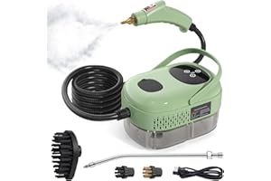 Irishom Steam Cleaners - 2500W High Pressure & High Temperature Pressurized Steam Cleaning Machine 1.1L 3 Bar Portable Handheld Steam Cleaner with 3 Brush Heads for Home Use/Car Detailing