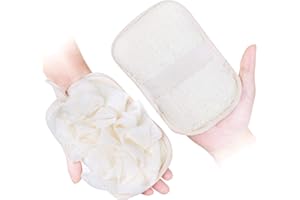 mikimini Guante Exfoliante 2 en 1 con Esponja de Lufa y Almohadilla Exfoliante, Malla Suave y Elástica, Set de 2 Piezas para Ducha y Cuidado Corporal, para Mujer