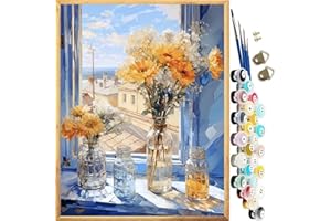 JanFebMar Peinture Numero Adulte, Acryliques Peinture par Numéros pour Adultes Débutants Enfants Peinture a Numero Adulte Peinture avec 4 Pinceaux Sans cadre 40×50 cm