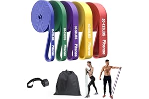 Fitense Resistance Bands Set - Pull Up Bands with 5 Resistance Levels 15-125 LBS for Men Women, Exercise Bands Resistance with Door Anchor, Training Poster & Pouch for Body Stretching, Pull Up Assist