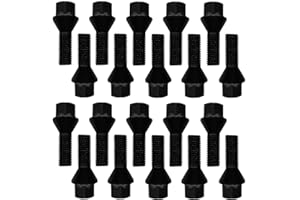 Lot de 20 boulons de roue Tracer - Cône noir - M12 x 1,25 - 22 mm