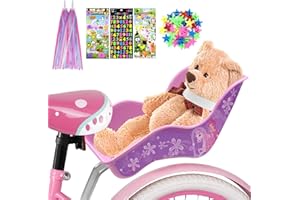 ‎ANZOME ANZOME Puppen Fahrradsitz, Puppensitz für Kinderfahrrad mit Speichenclip Sterne, Aufklebern, Streamer Lenker Bänder, für DIY Fahrradsitz Puppe Mädchen Geschenk Set Geschenke für Kinder