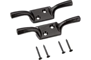 Merriway® BH00403 (2 Pcs) Cleat Hooks, 100 mm (4 inch) Black Japanned - Pack of 2 Pieces