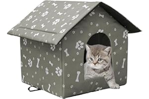 Whiwhi Casetta per Gatti per Esterni Cuccia per Animali Domestici da Esterno Impermeabile per Gatti Tenda Impermeabile Pieghevole per Cani e Gatti Rifugio Invernale per Gatti Randagi 33x30x35cm