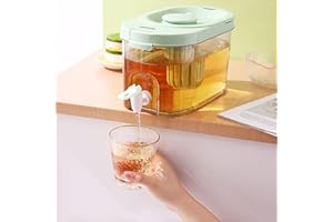 HanOBC Bouilloire froide de 4 L avec robinet - Distributeur de boissons en plastique avec robinet pour réfrigérateur - Distributeur de boissons transparent - Pichet d'eau