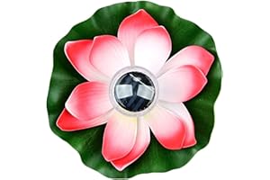Lychee Lanterne Solaire Lotus pour Extérieur,Lumières de Piscine Flottantes Lumières Solaires LED RGB Fleur de Lotus Lampe Flottante étanche pour Bassin/Jardin/Piscine/Fontaine/Aquarium (Rouge)