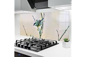 ARTHUB® Crédence de Cuisine en Verre 60x120 cm, Beautiful Spring Bird | Protection Contre Les éclaboussures, Revêtement Mural en Carreaux, Plaque en Verre, Verre trempé, Paysages, Printemps