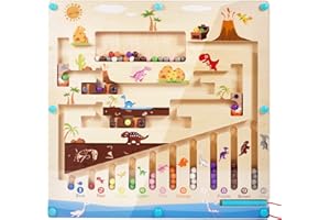 Wootoyz Montessori Spielzeug Magnetspiel Labyrinth ab 3 4 5 6 Jahre, Holzspielzeug Kinderspielzeug Lernspiele ab 3-6 Magnet Spielzeug Kinder Motorikspielzeug Sortierspiel Geschenk für Mädchen Jungen
