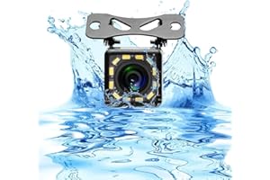 Hikity 12V Car Reversing Camera, 12 LEDs IP66 Waterproof Rear View Camera HD Night Vision Car Backup Camera Parking System, Ultra 170°Wide View Angle Reverse Camera + 6M Video Cable