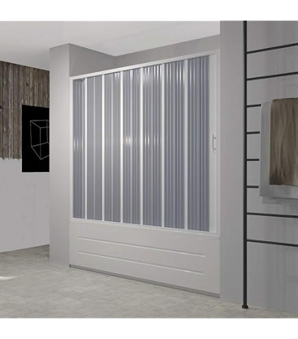 Negrari S1B80 Duschkabine Mit Falttür, PVC, Transparent, 80 X 184 Cm (höhenverstellbar), Einfach Zu Montieren