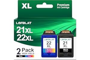 LOFBLAT 21XL 22XL Cartouches d'encre compatibles pour HP 21 22 pour Deskjet F380 F390 D2360 D2460 3940 D1530 D1560 F2180 F4180 Officejet 4315 4355 PSC 1410