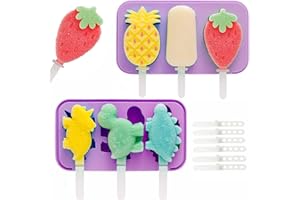 Nenkarn Baby Ice Lolly Moulds with Sticks, 2Pcs Silicone Popsicle Molds for Kids, BPA Free Ice Cream Moulds Reusable Easy Release Ice Pop Maker, Food Grade Silicone Ice Pop Cream Molds (Purple)