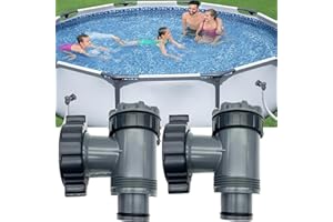 Hegawleo Pool absperrhahn 38mm Für Für Intex und Bestway Pool Zubehör, poolanschlussset kolbenventil, ersatzventil Pool für 1-1/2 Zoll Schlauch,Kolbenventilanschluss PVC Wartungs Zubehör (A*2)