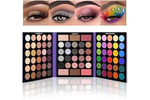 UCANBE Paletas de Maquillaje Multiusos 86 Coloridas, Paletas de Sombra de Ojos Brillantes Mate, Bronceadores, Coloretes, Iluminadores, Larga Duración(02)
