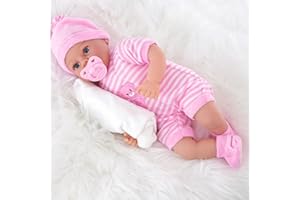 The Magic Toy Shop BiBi Doll 18-Inch Baby Doll Petal with 16 Baby Sounds – Realistic Newborn Girl with Dummy, Soft Vinyl Body & Pink Outfit – for Girls and Boys Age 18 Months+