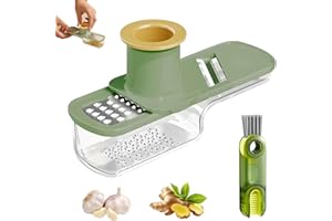 AUOQZ Multifunctional Garlic Grinder with Storage Box and Cleaning Brush Mini Garlic Ginger Slicer with Container Vegetable Cutter Tools for Kitchen