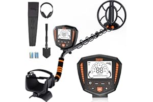 SUNPOW Metal Detector, Bobina Impermeabile IP68, Identifica 9 Tipi di Metalli, Profondità di Rilevamento di 10 Pollici, 5 Modalità, Forte Anti-interferenza, Adatto Per Adulti e Bambini