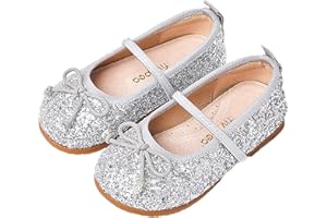 MNSZCN Princess Shoes Girls Toddlers Kids Glitter Mary Jane Flat Shoes Sequin Wedding Birthday Dressing up Cosplay