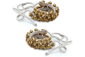 Prisha India Craft ® Kathak Ghungroo Pair, (50+50) (16 No. Ghungroo) Big Bells Tied With Cotton Cord Indian Classical Dancers Anklet Musical Instrument