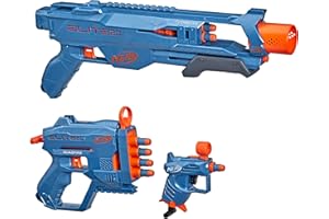 NERF Elite 2.0 Loadout 3-Blaster Pack, Includes Technician DS-2 Blaster, Quadfire QS-4 Blaster, Ace SD-1 Blaster, 14 NERF Elite Darts,Multicolor,F4178