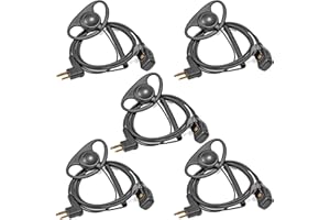 HYSHIKRA 2 Pin Radio Earpiece with PTT D Shape Headset Compatible with Motorola CP88 CP040 CP100 CP110 DP1400 Walkie Talkie (5 Pack)