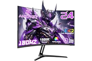 ‎AMZFAST Amzfast Gaming Monitor Curved 24 Zoll - 180Hz, FHD 1920x1080, Blaulichtfilter, 1 ms MPRT, Adaptive Sync, sRGB 130% / DCI-P3 97%, HDMI 1.4 + DP 1.2, VESA 75x75, AMZG24C1