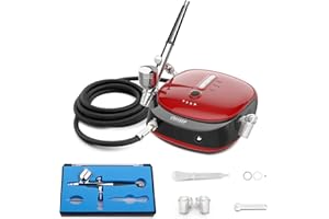Oasser Mini Kit Aerógrafo con Compresor Portable Profesional Airbrush con Doble Acción 1000mAh Batería de Litio Recargable Juego de Pistola con Compresor para Pintura Artística Uña